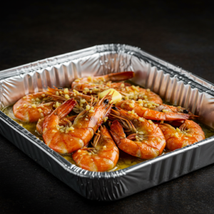 Battered garlic prawns